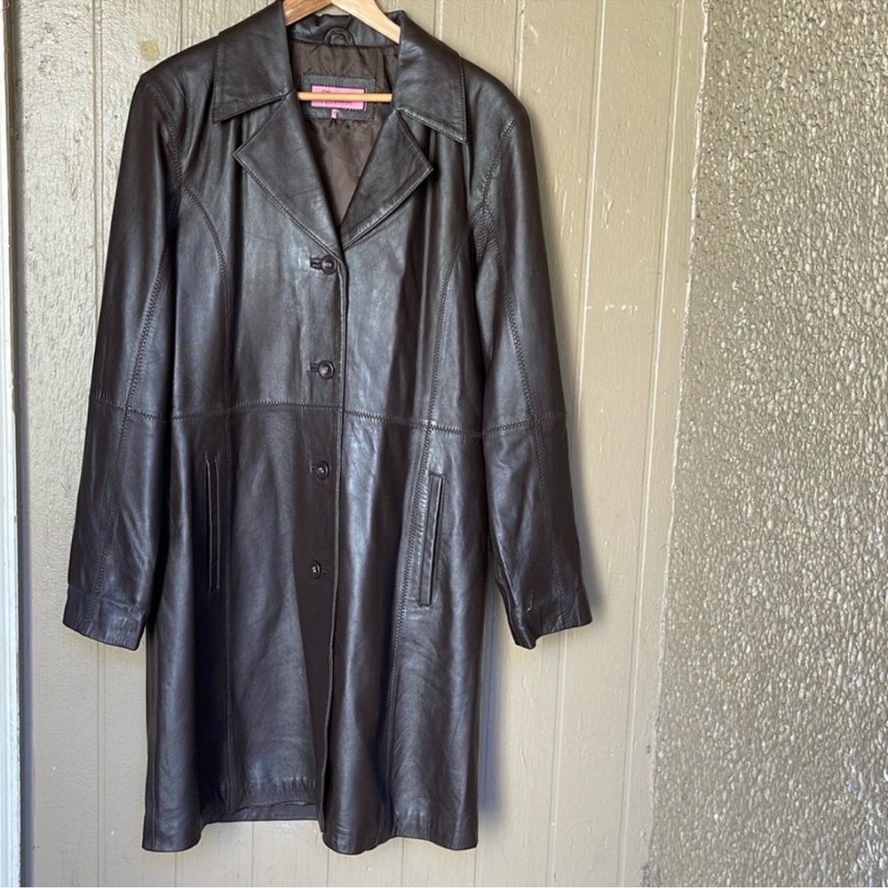 Excelled Elegant Brown  Leather Coat